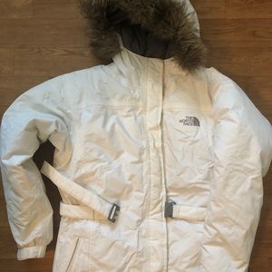 The North Face White Down Ski Jacket Fur